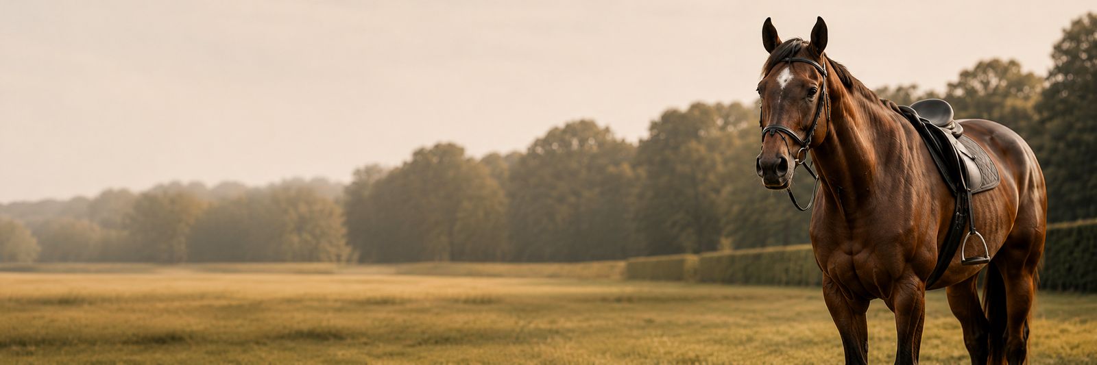 Horse in a field at dawn